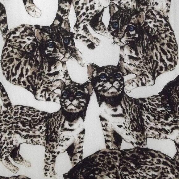 H&M Mini Dress, 4, Wild Cats, White/Brown, Long sleeves, big keyhole back - Picture 2 of 15